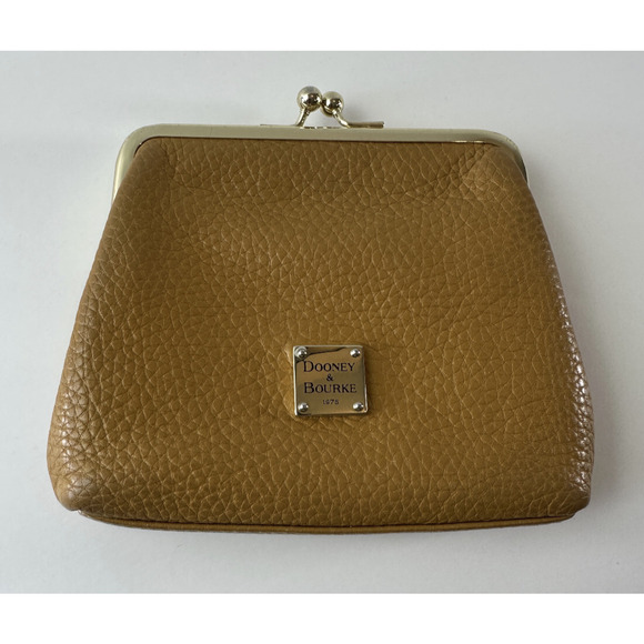 Dooney & Bourke Pebble Grain Leather Coin Purse Clutch Credit Card Slots Toffee - Picture 12 of 16